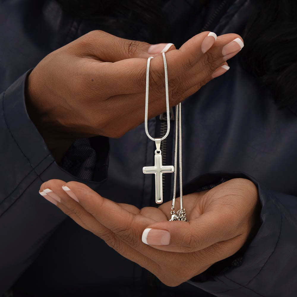 To My Grandson - Never Give Up - Cross Necklace