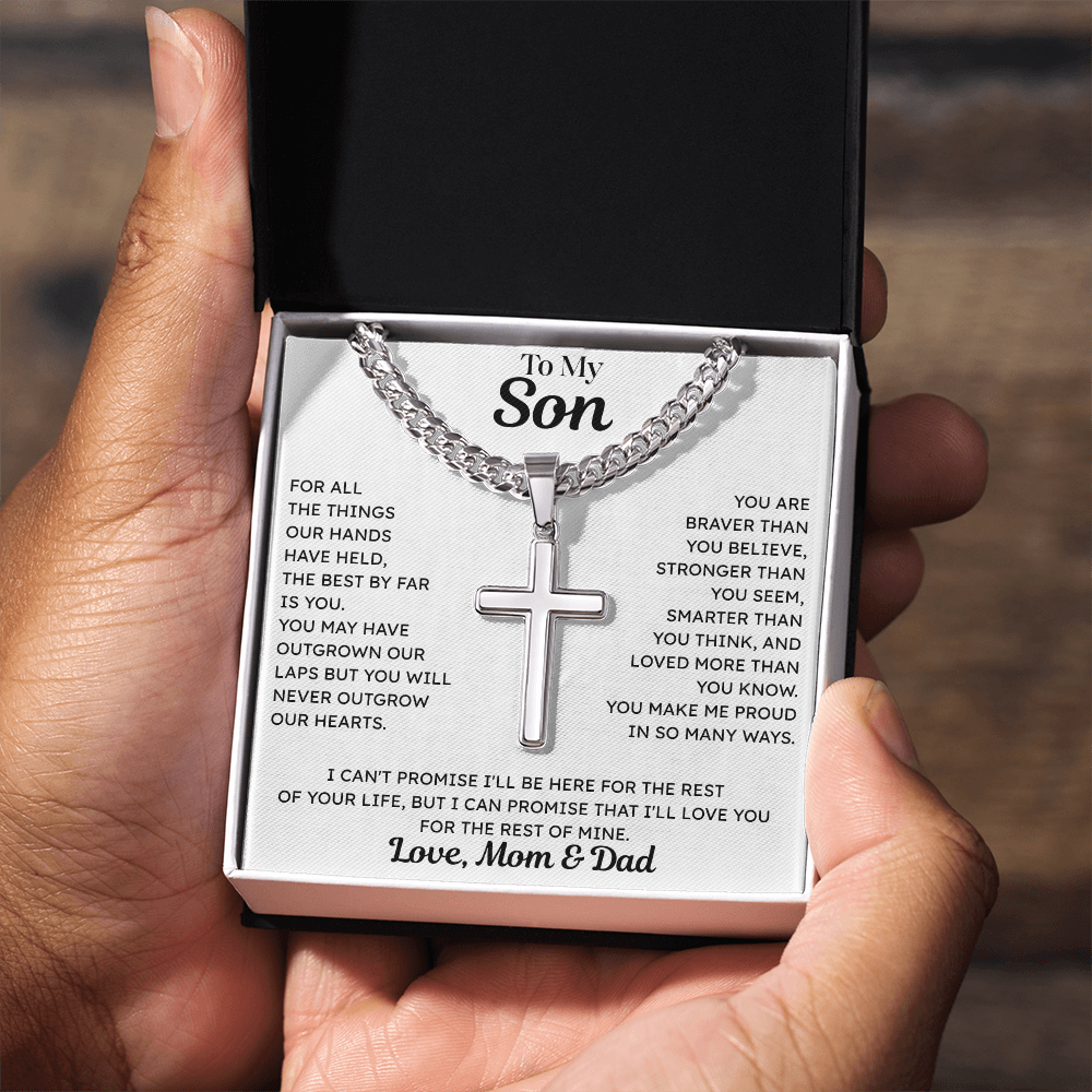 To My Son - Cross Necklace - From Mom & Dad