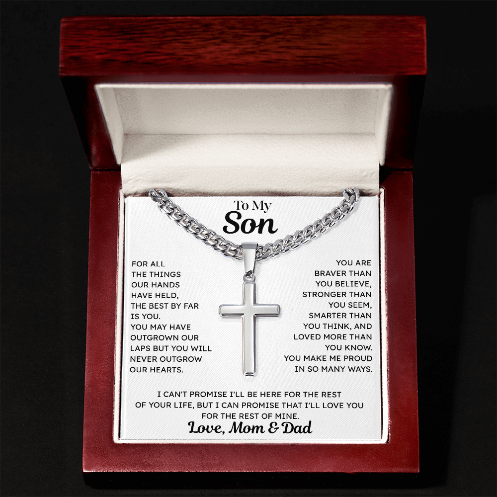 To My Son - Cross Necklace - From Mom & Dad
