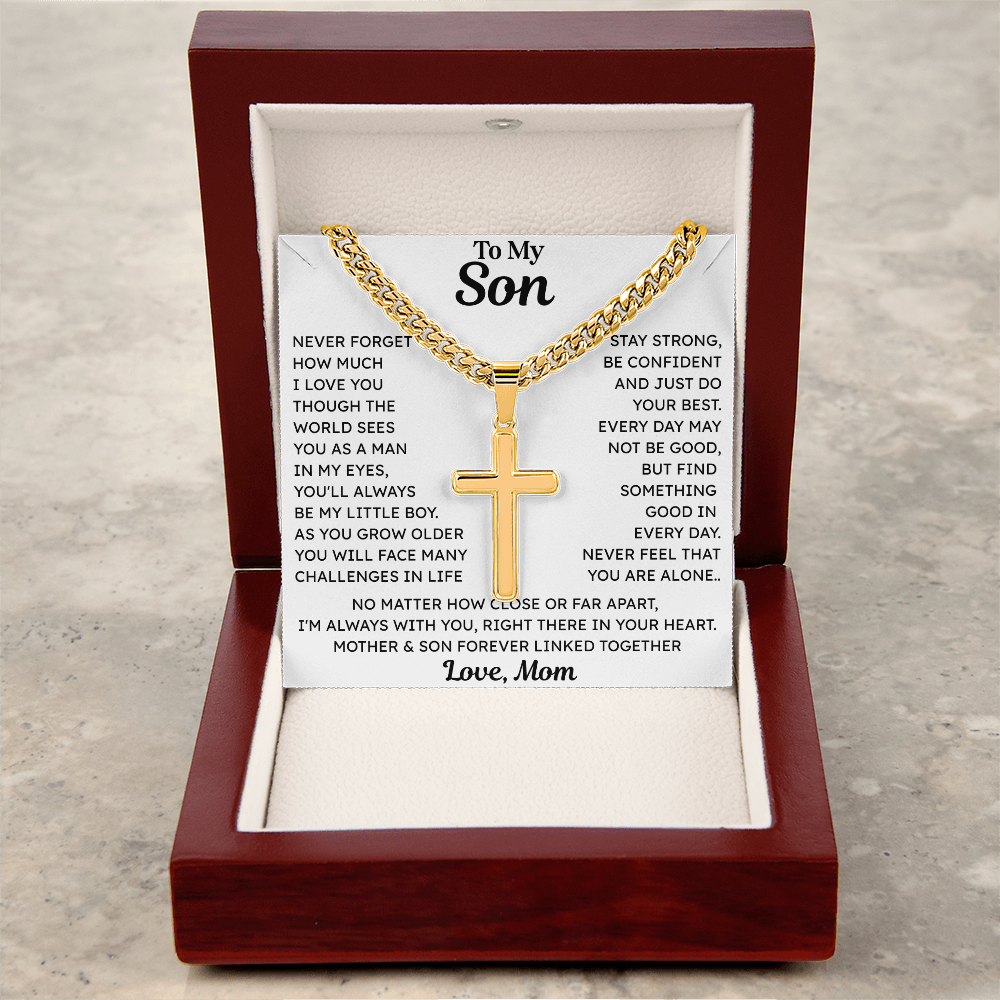To My Son - Cuban Chain Cross Necklace