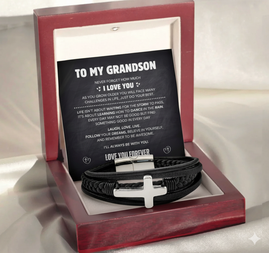 Grandson's Eternal Cross Faith Bracelet