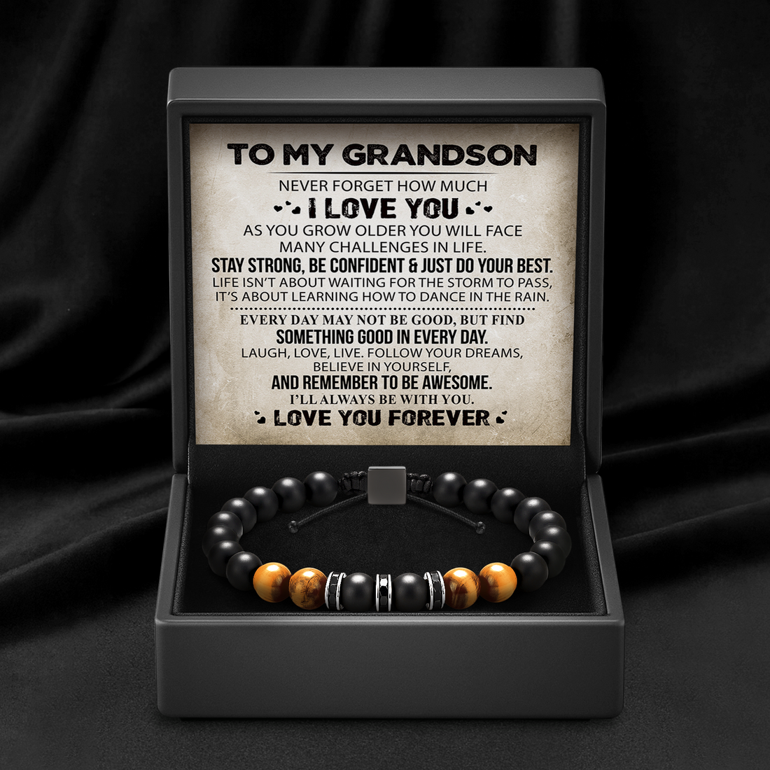 To My Grandson - Tiger's Eye Protection Bracelet