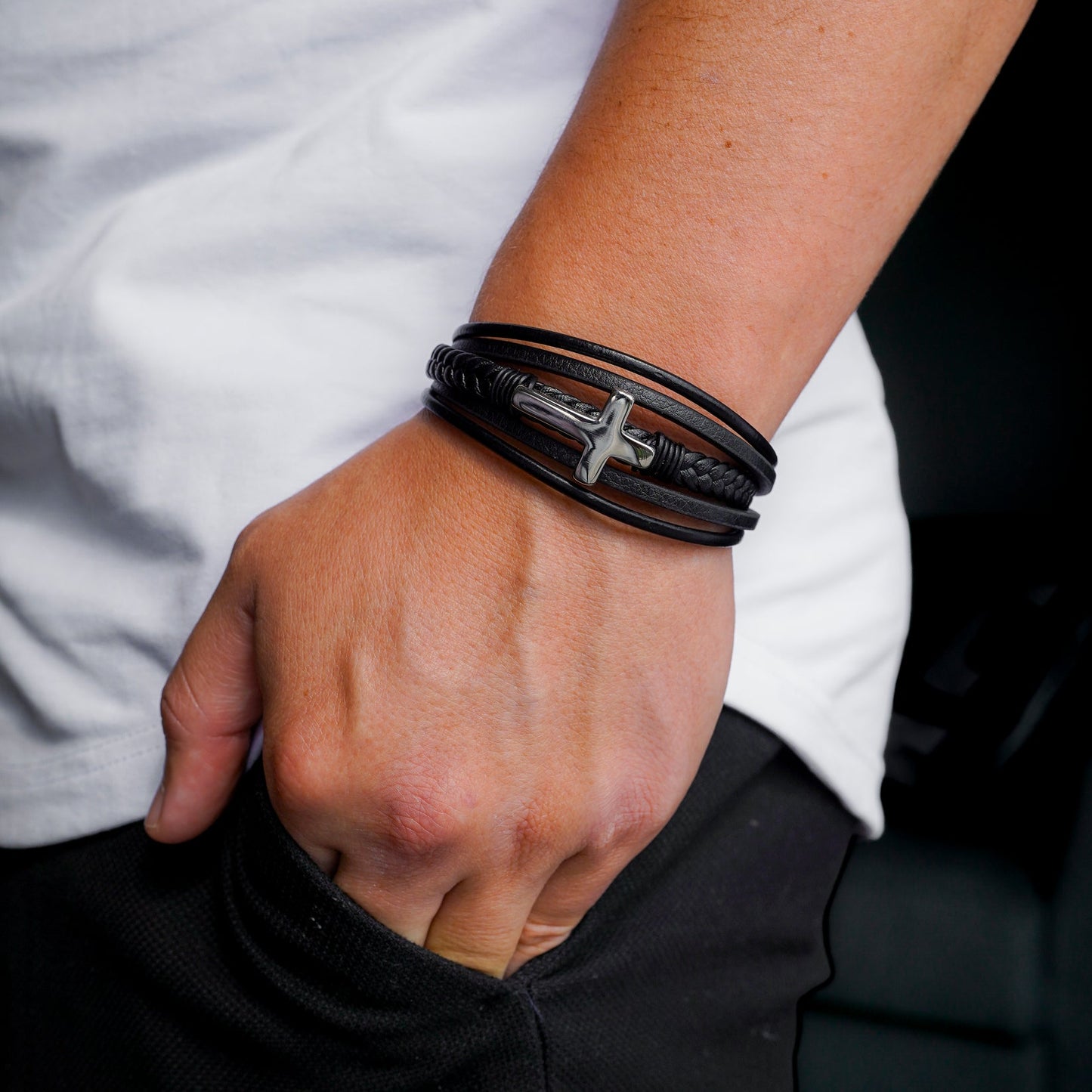 Grandson's Eternal Cross Faith Bracelet