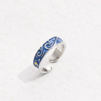 Van Gogh Starry Night Moon Ring