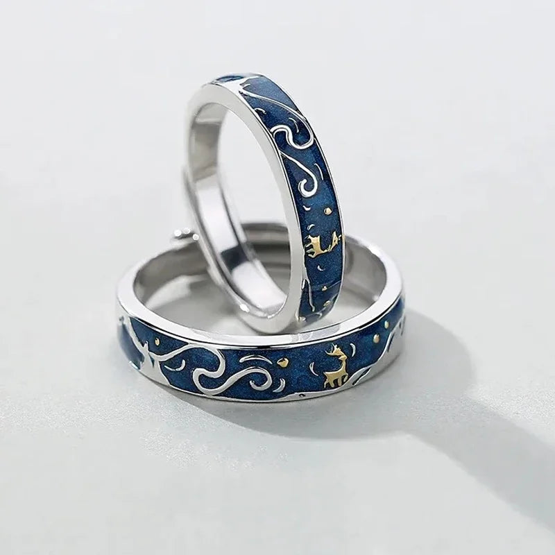 Van Gogh Starry Night Moon Ring