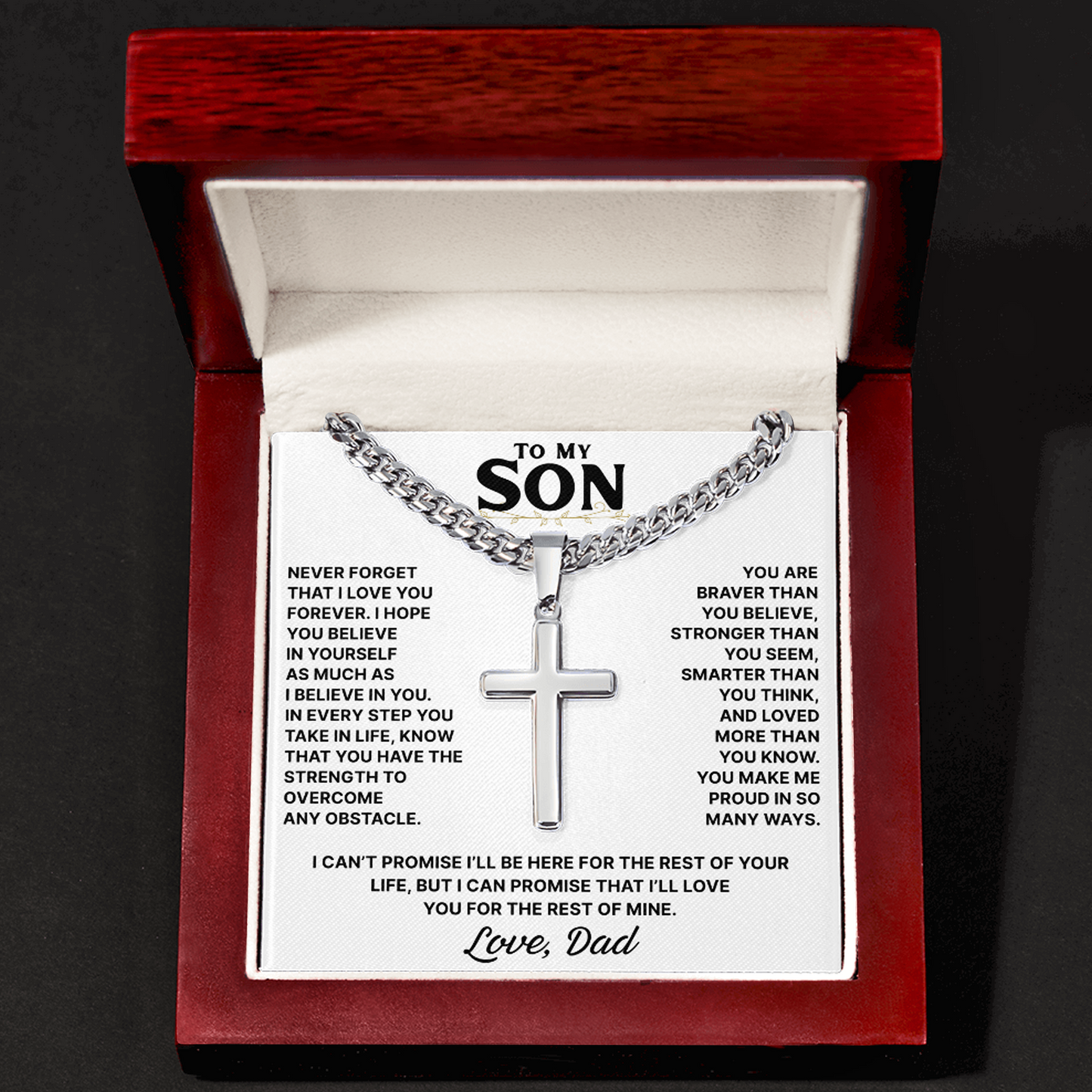 To My Son - Cross Necklace Gift from Dad