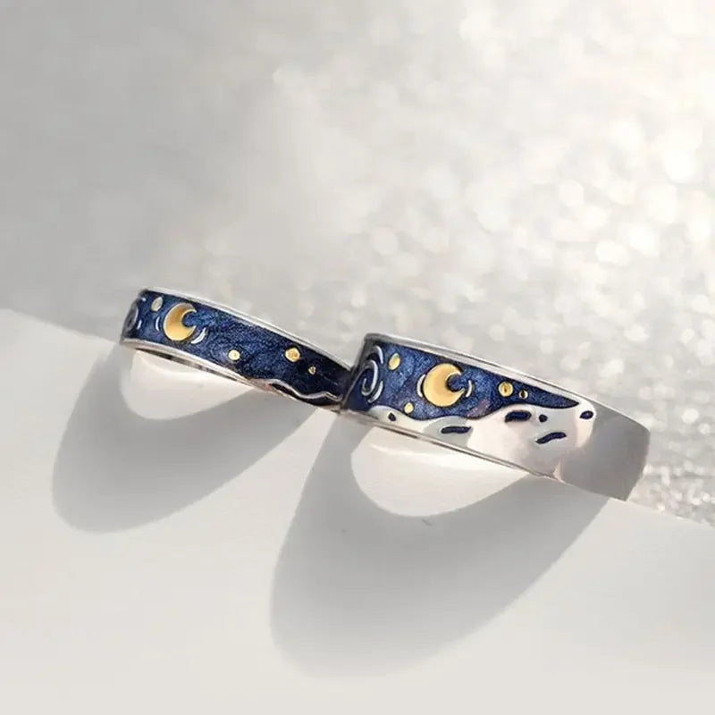 Van Gogh Starry Night Moon Ring