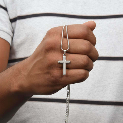 To My Grandson - Never Give Up - Cross Necklace