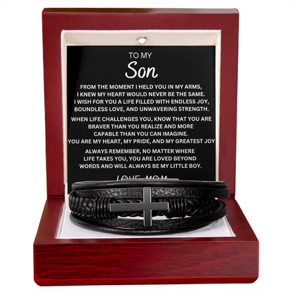 To My Son Cross Bracelet