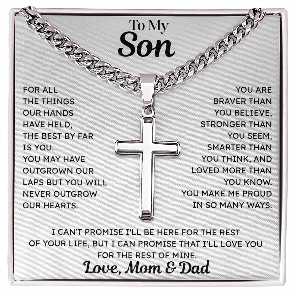 To My Son - Cross Necklace - From Mom & Dad