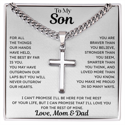 To My Son - Cross Necklace - From Mom & Dad