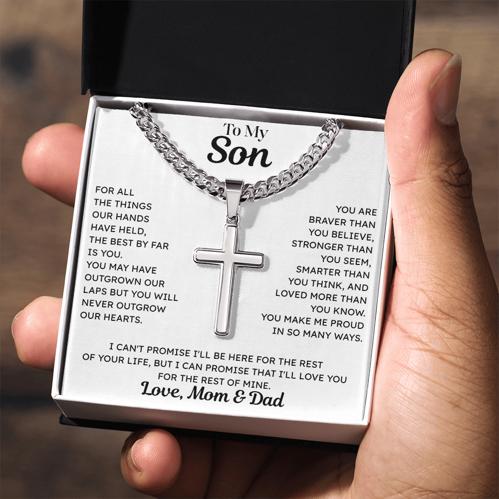 To My Son - Cross Necklace - From Mom & Dad