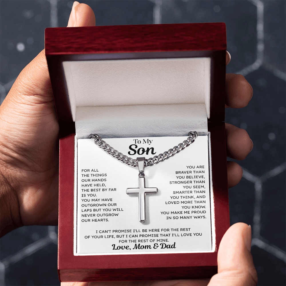 To My Son - Cross Necklace - From Mom & Dad