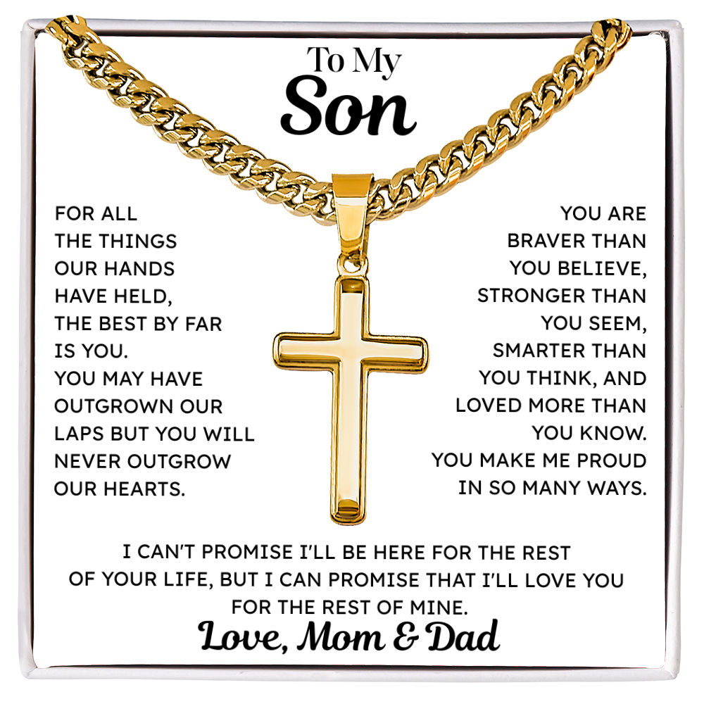 To My Son - Cross Necklace - From Mom & Dad