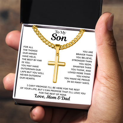 To My Son - Cross Necklace - From Mom & Dad