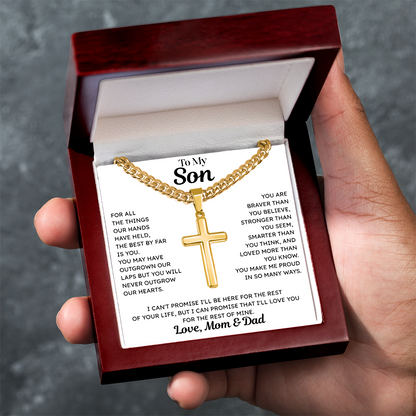 To My Son - Cross Necklace - From Mom & Dad
