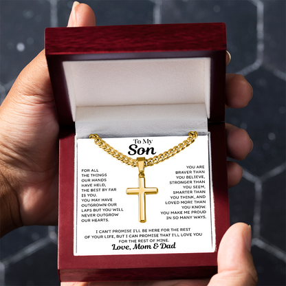 To My Son - Cross Necklace - From Mom & Dad