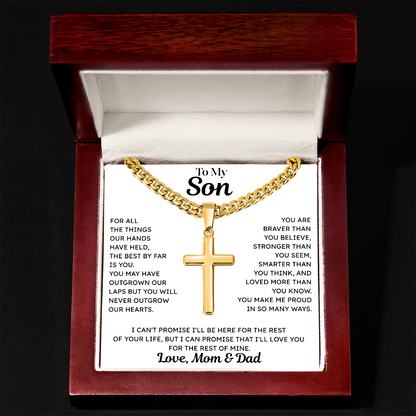 To My Son - Cross Necklace - From Mom & Dad
