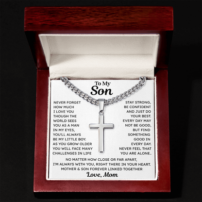 To My Son - Cuban Chain Cross Necklace