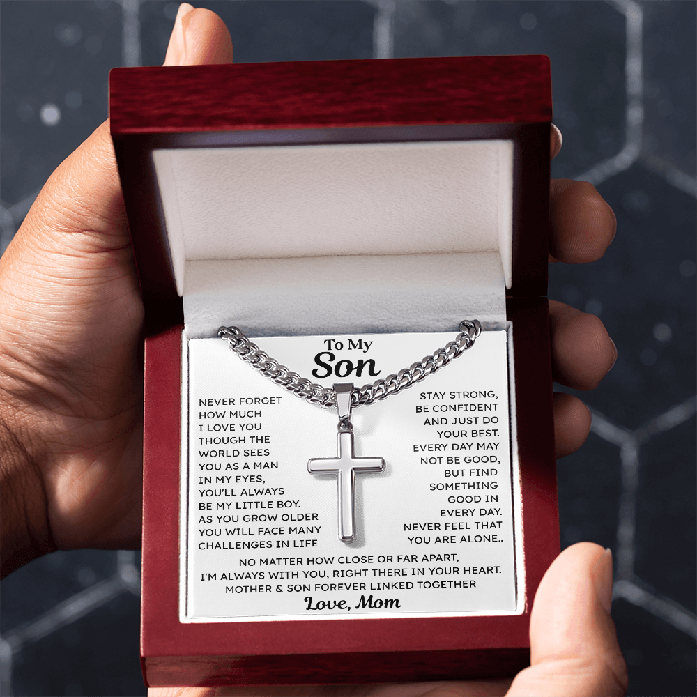 To My Son - Cuban Chain Cross Necklace