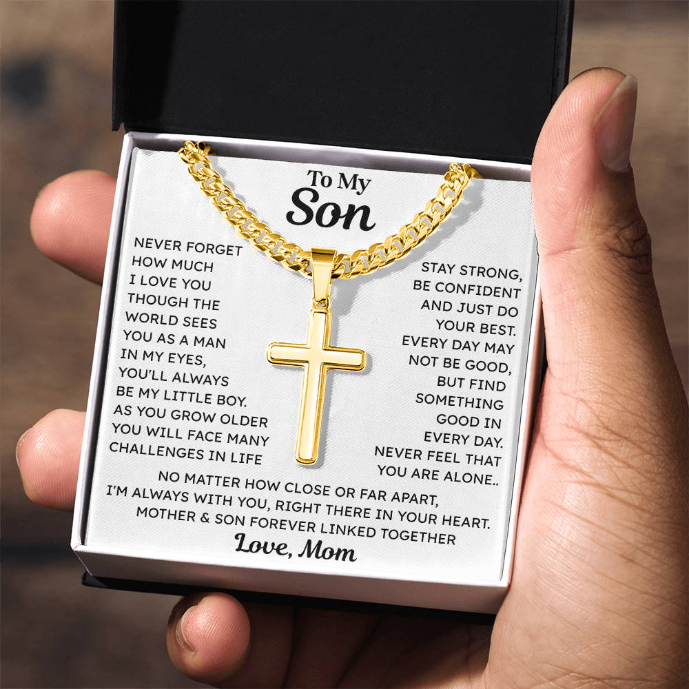 To My Son - Cuban Chain Cross Necklace