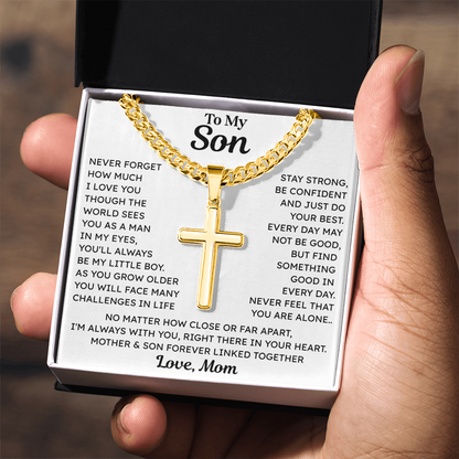 To My Son - Cuban Chain Cross Necklace