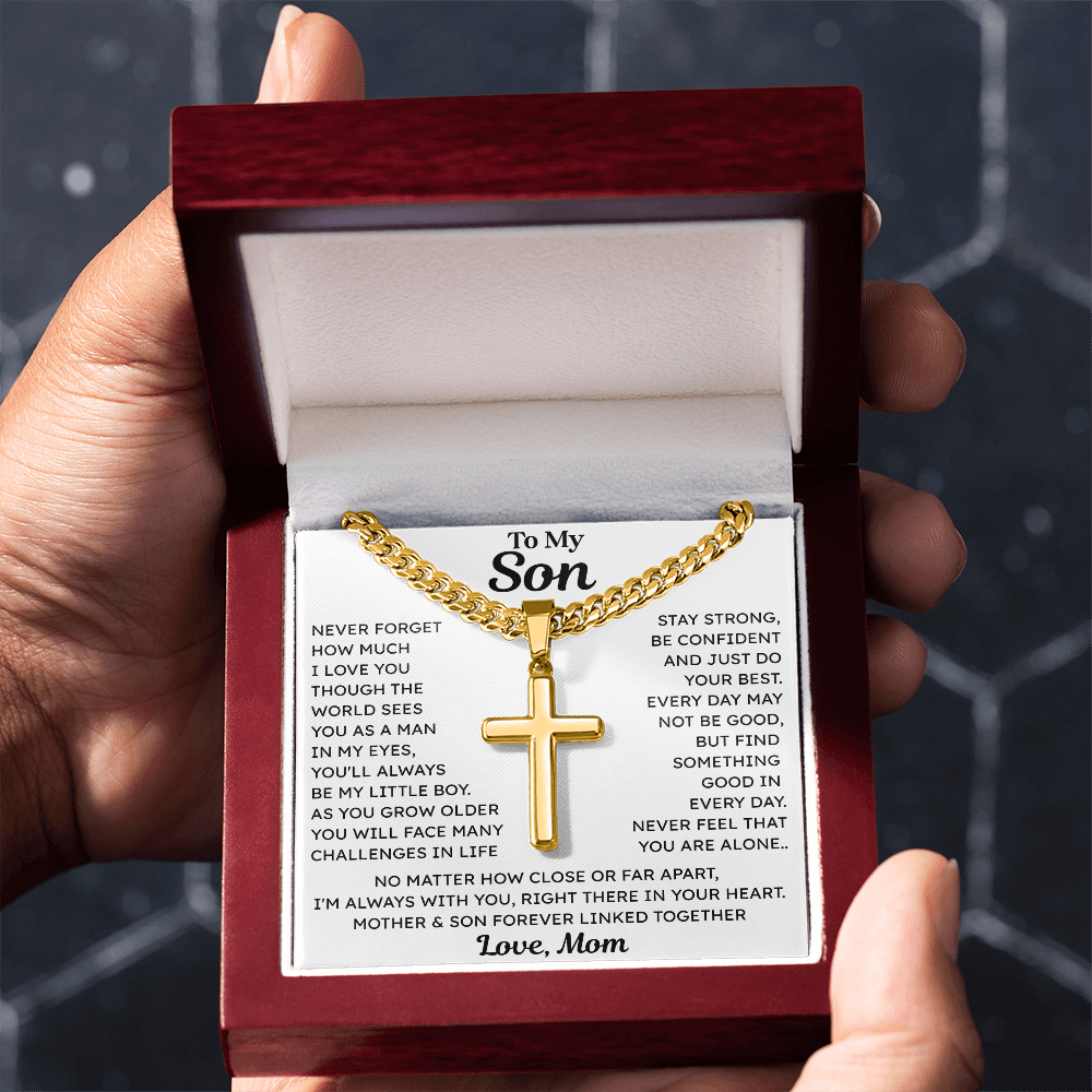 To My Son - Cuban Chain Cross Necklace