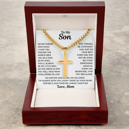 To My Son - Cuban Chain Cross Necklace