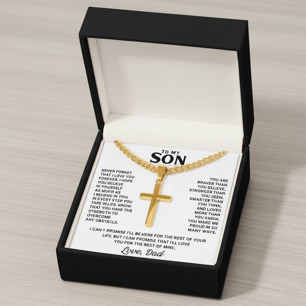 To My Son - Cross Necklace Gift from Dad