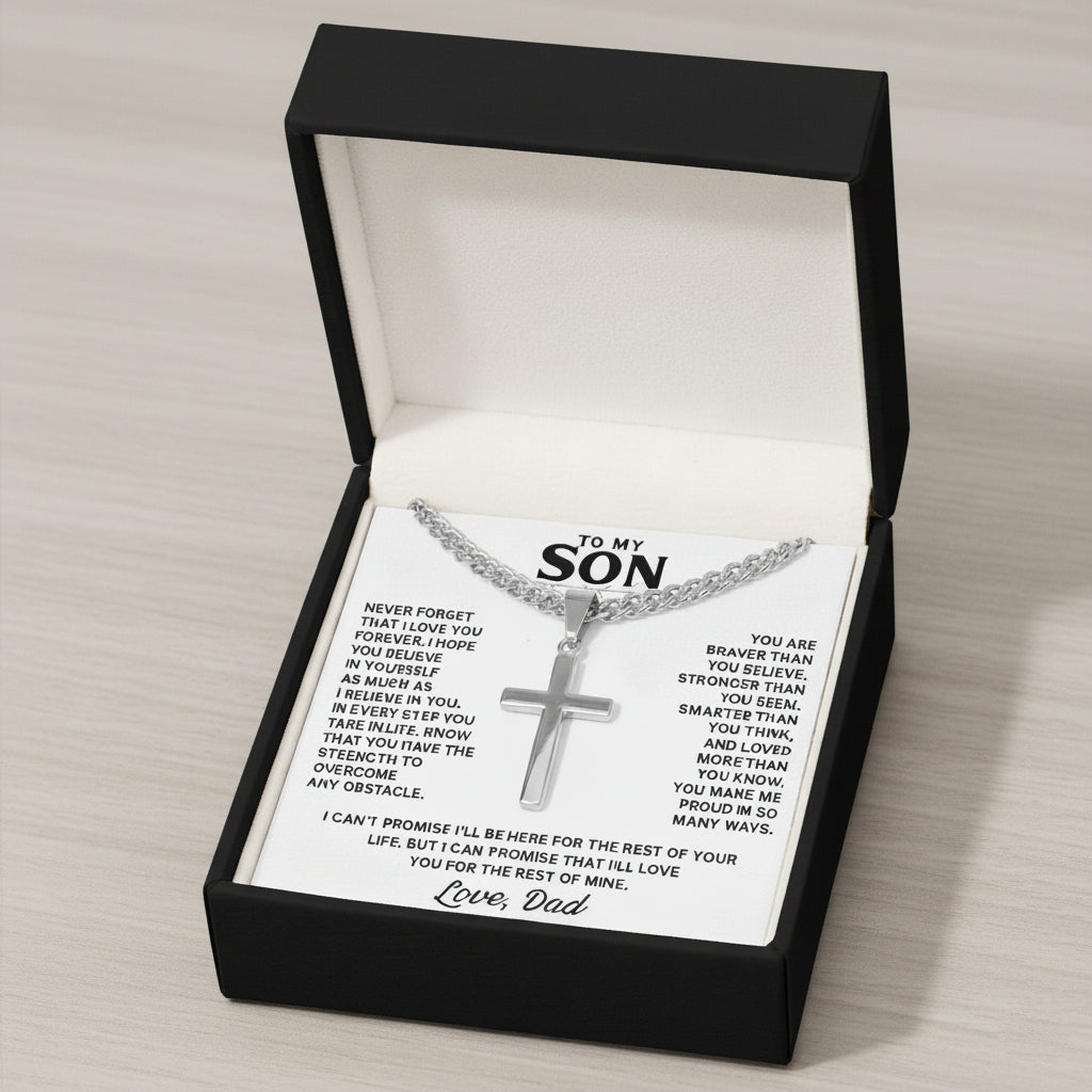 To My Son - Cross Necklace Gift from Dad