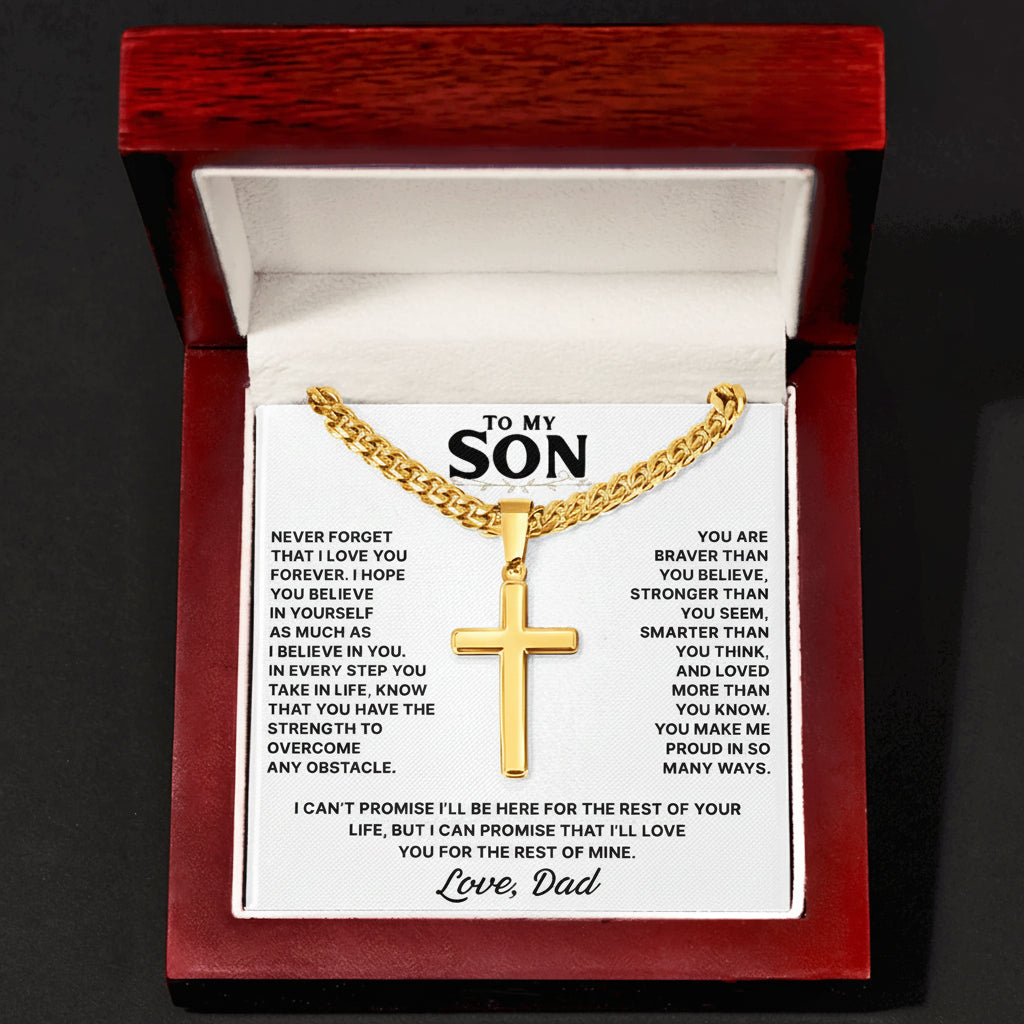To My Son - Cross Necklace Gift from Dad